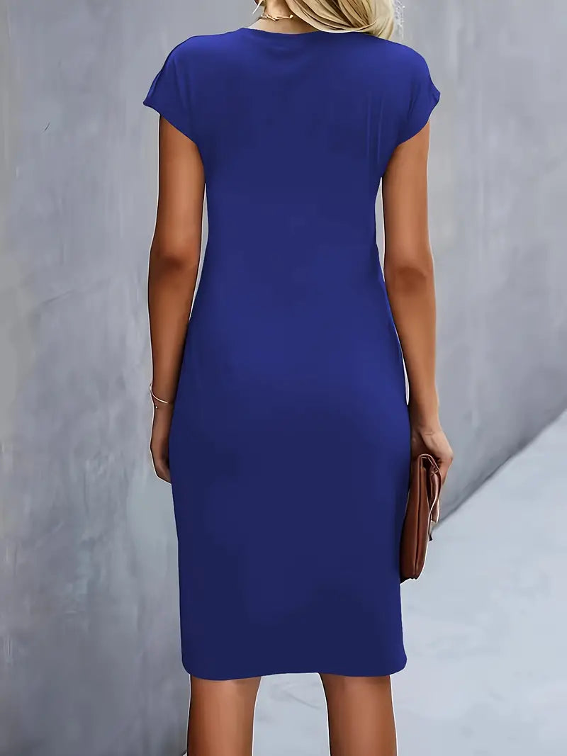 Out-Shine | Solid - Colored Dress With A Round Neckline