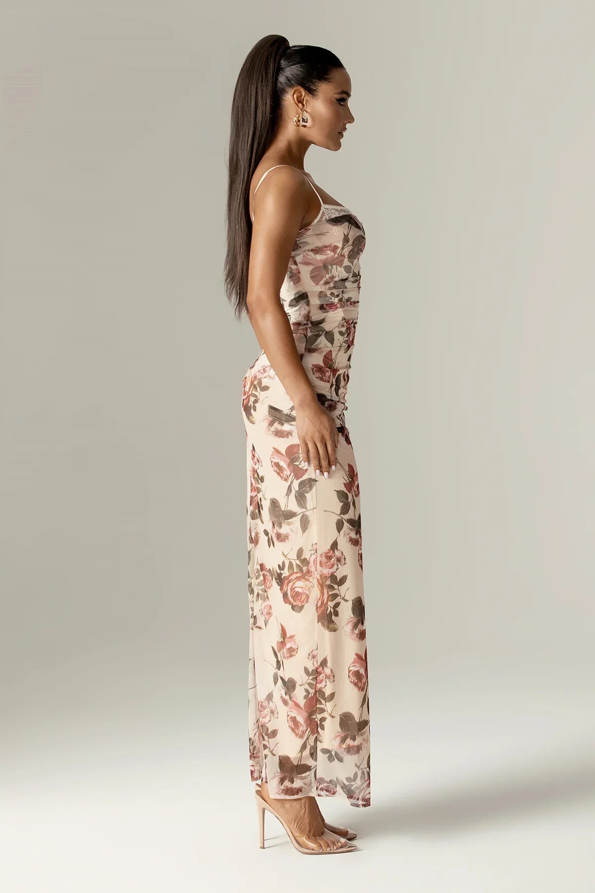 Out-Shine | Bloom Corset Maxi Dress with Italian Rose Print