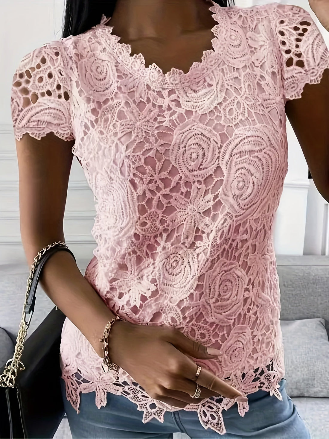 Out-Shine | Short - Sleeved Lace Top
