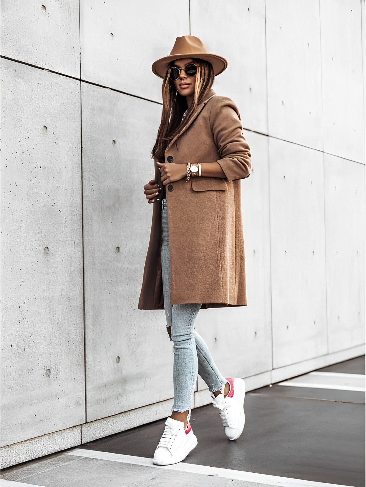 Out-Shine | Classic Two-Button Coat with Long Sleeves