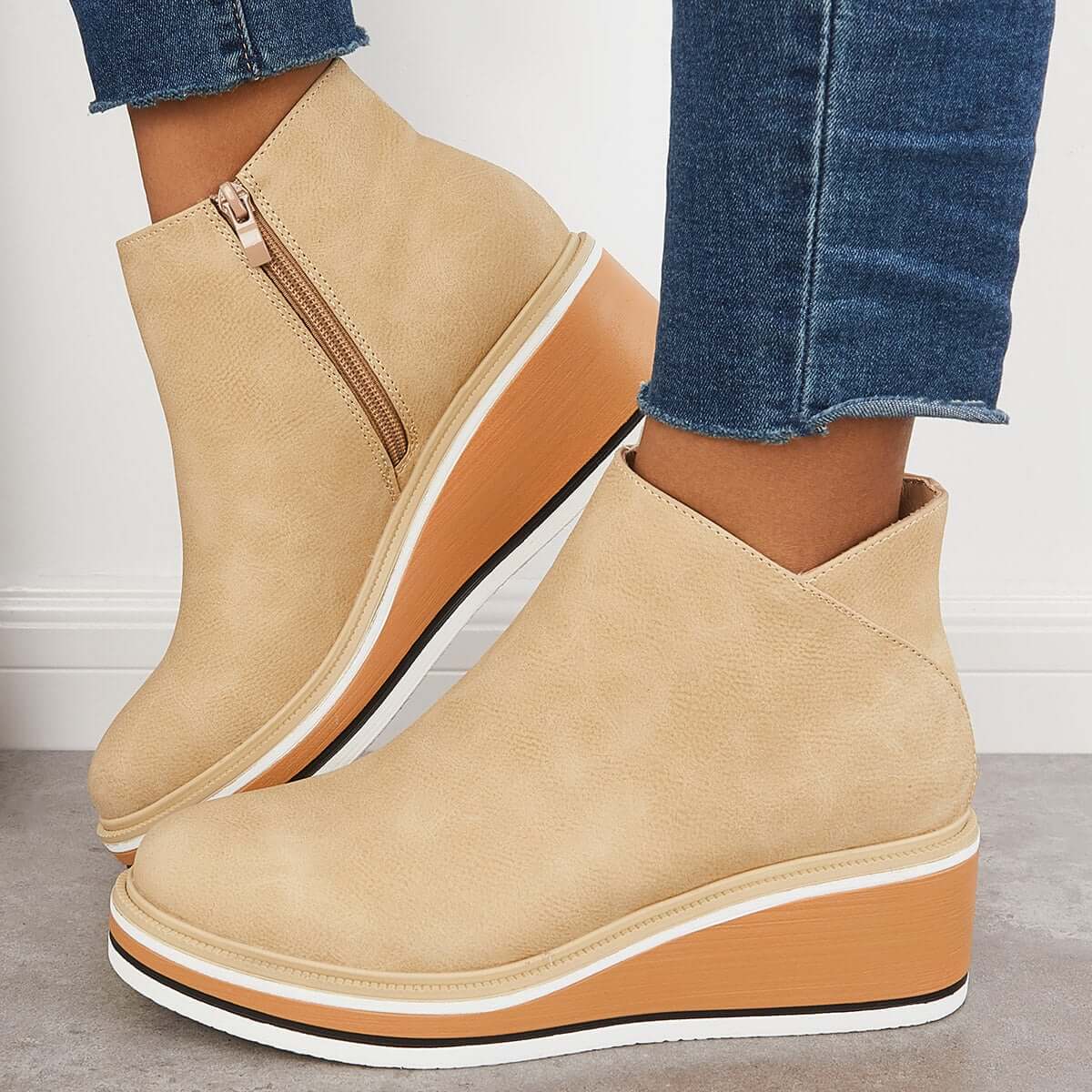 Out-Shine | Stylish ankle boots with zipper and platform