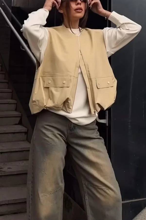 Deslumbra | Chaleco informal holgado sin mangas con bolsillos