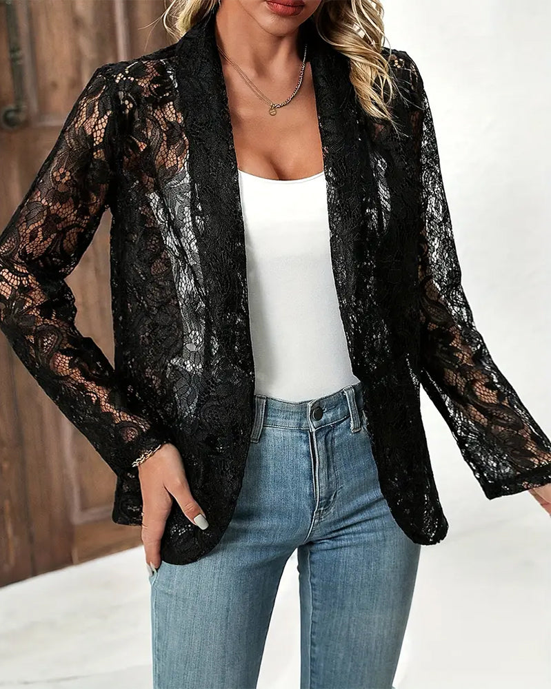 Out-Shine | Black blazer with lace