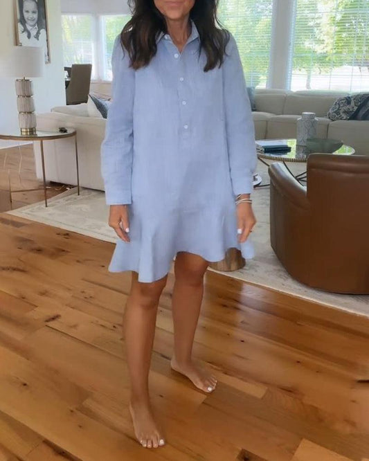 Out-Shine | Collar Buttons Down Ruffled Mini Dress