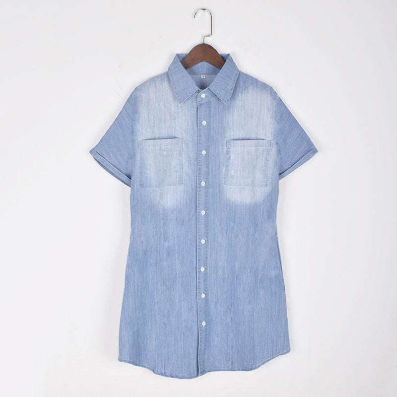Out-Shine | Short Sleeves Denim Button Shirt Dress