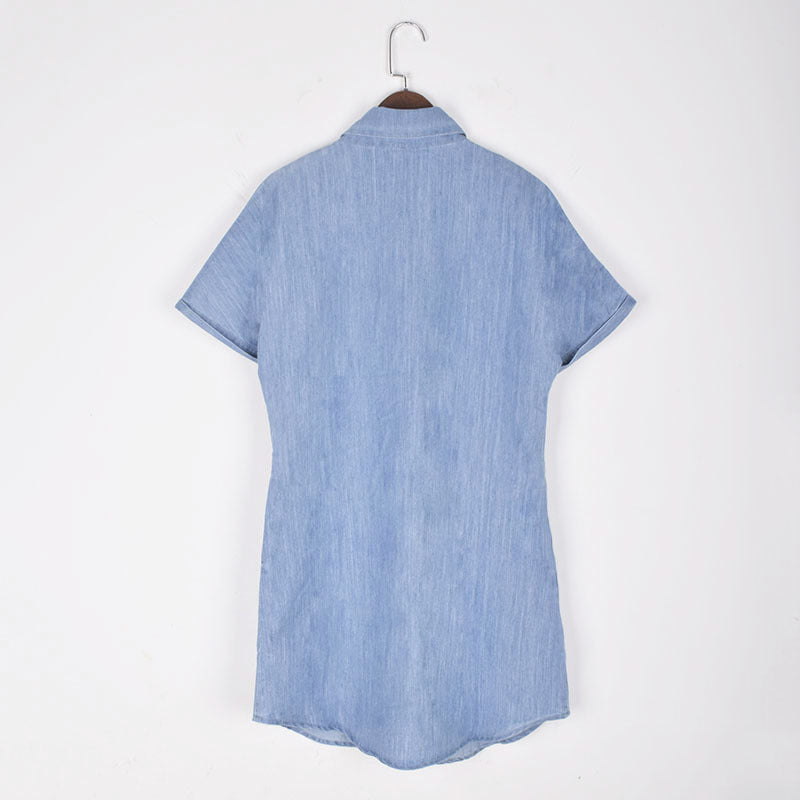Out-Shine | Short Sleeves Denim Button Shirt Dress