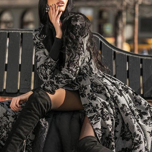 Out-Shine | Autumn Winter Lace Deployment Retro Long Trench Coat