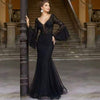 Out-Shine | Lace Embroidered Black Mermaid Evening Dress