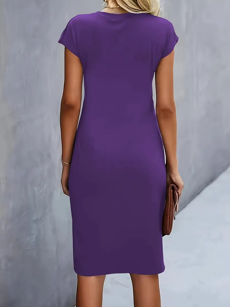 Out-Shine | Solid - Colored Dress With A Round Neckline