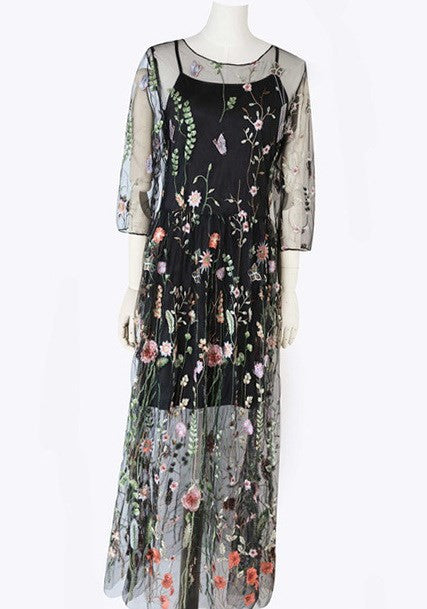 Out-Shine | Boho Floral Mesh Dress Set