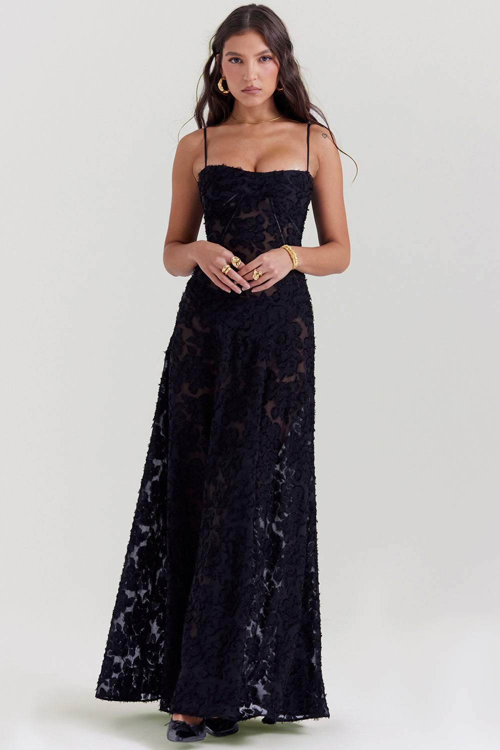 Out-Shine | Maxi Dress With Floral Lace
