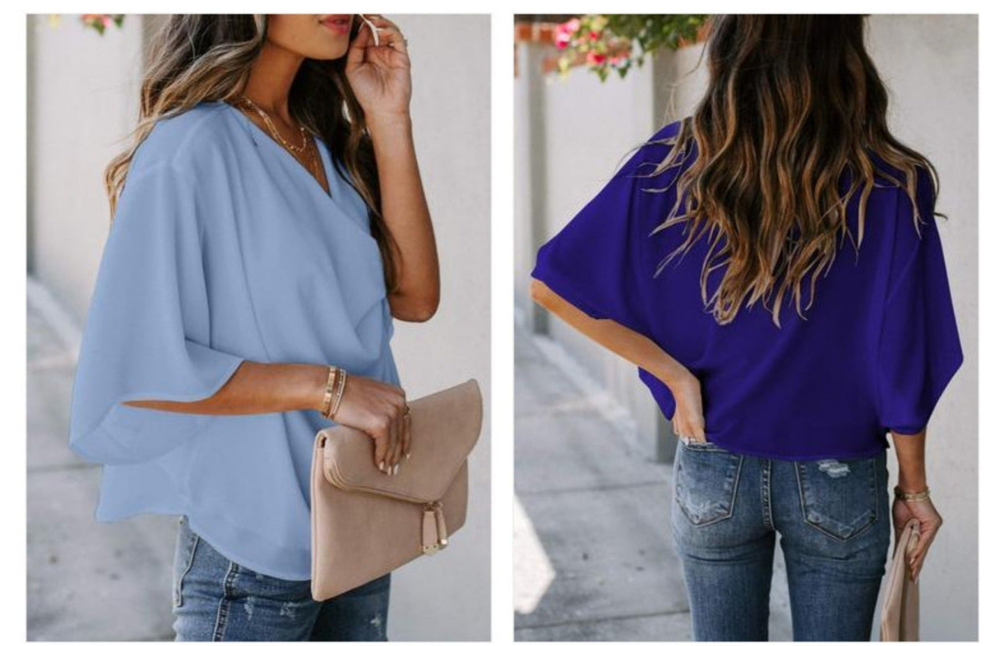 Out-Shine | Chiffon shirt with V neckline