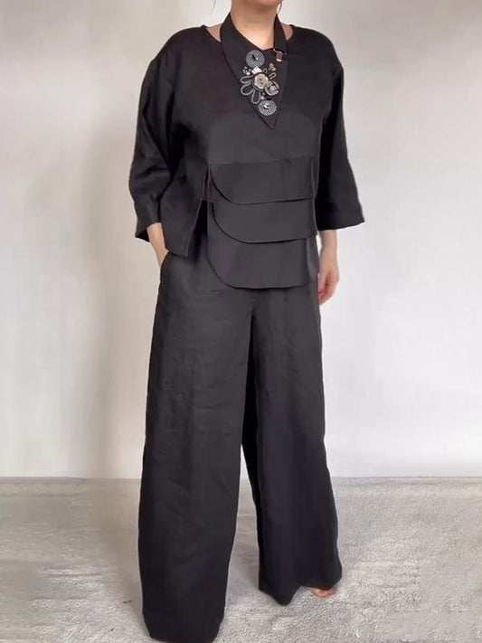 Deslumbra | Conjunto de tres piezas de satén liso para mujer 