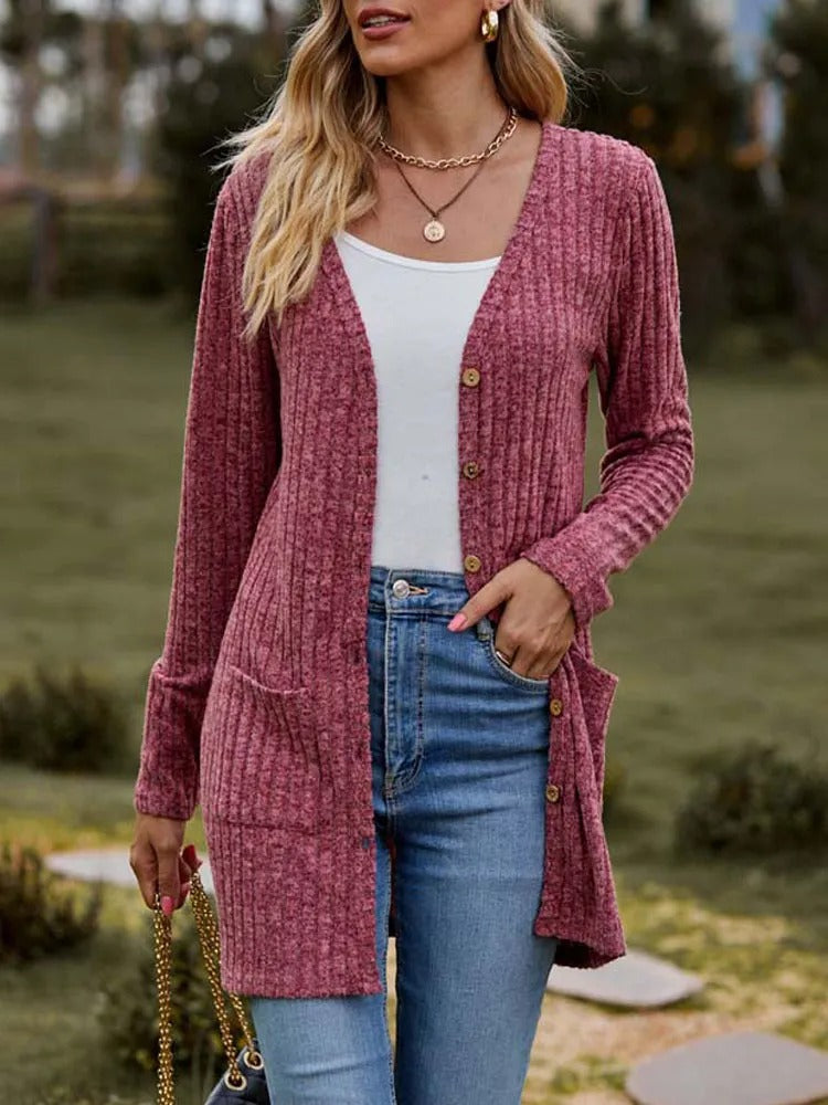 Out-Shine | Wool Long Cardigan with Buttons for Women
