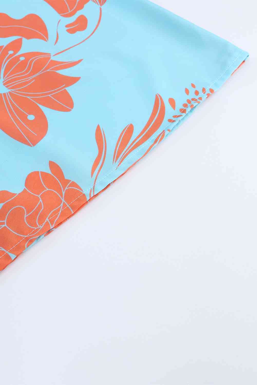 Out-Shine | Printed V - Neck Drawstring Waist Dress