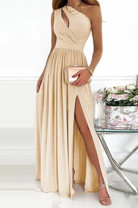 Out-Shine | Black Evening Dress With One Shoulder Wear Of Novella