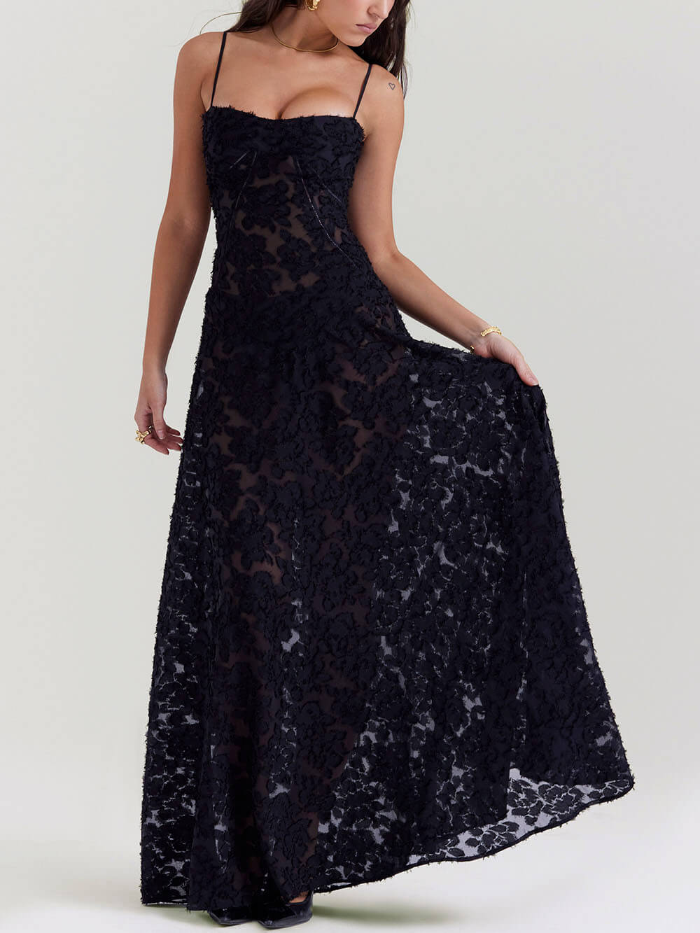 Out-Shine | Bloom Floral Lace Back Maxi Dress