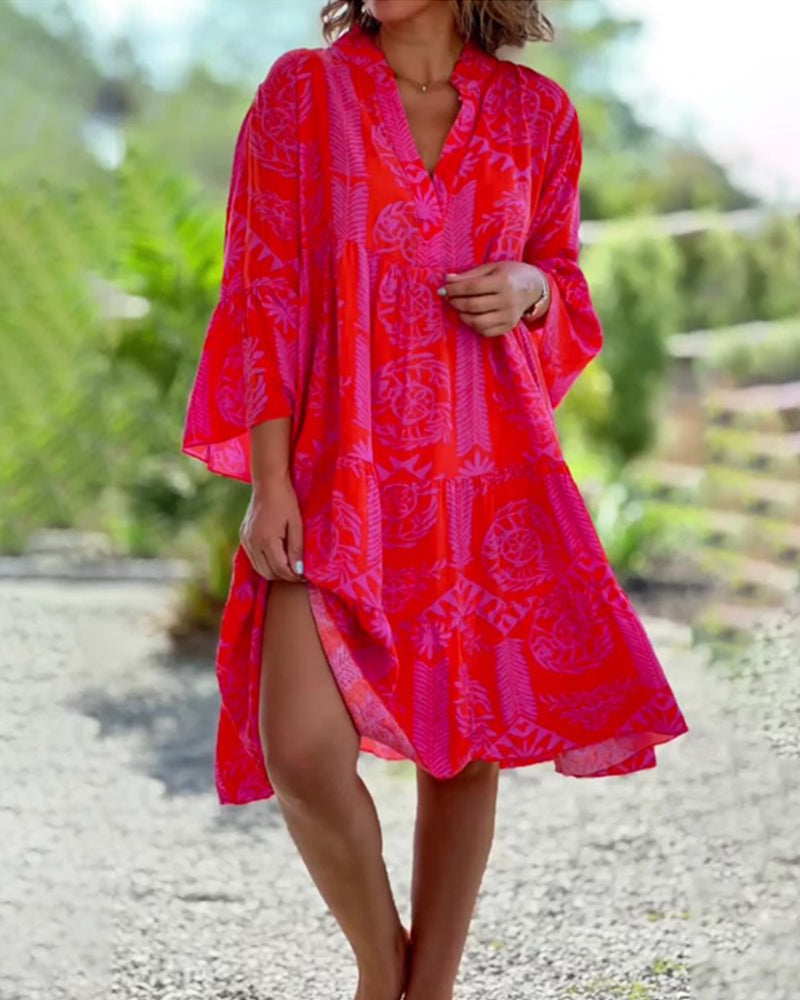 Out-Shine | Boho Loose 3/4 Sleeve Dress