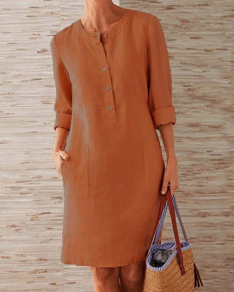 Out-Shine | Elegant Simple Button - Detailed Dress