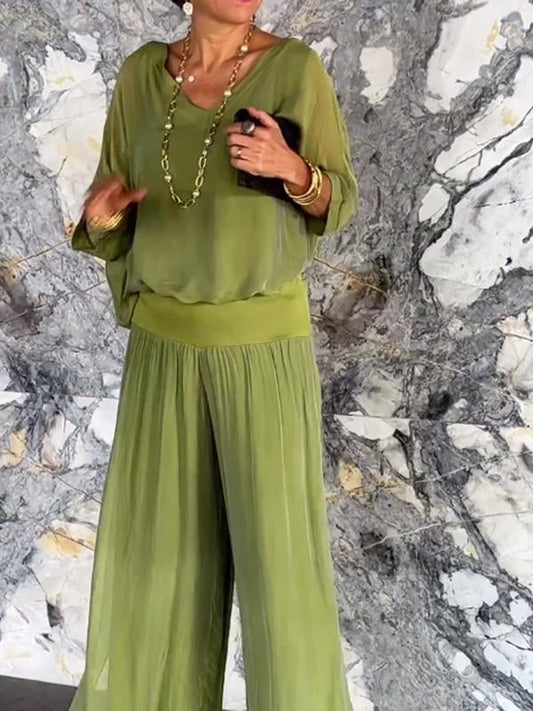 Out-Shine | Casual Chiffon Two-Piece Set for Women