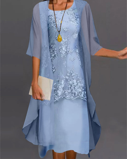 Out-Shine | Elegant Two-piece Chiffon Dress Set