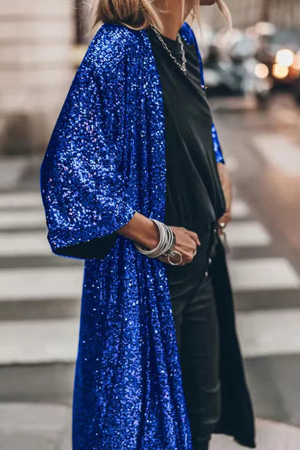 Out-Shine | Glamour Sequin Bell Sleeve Kimono