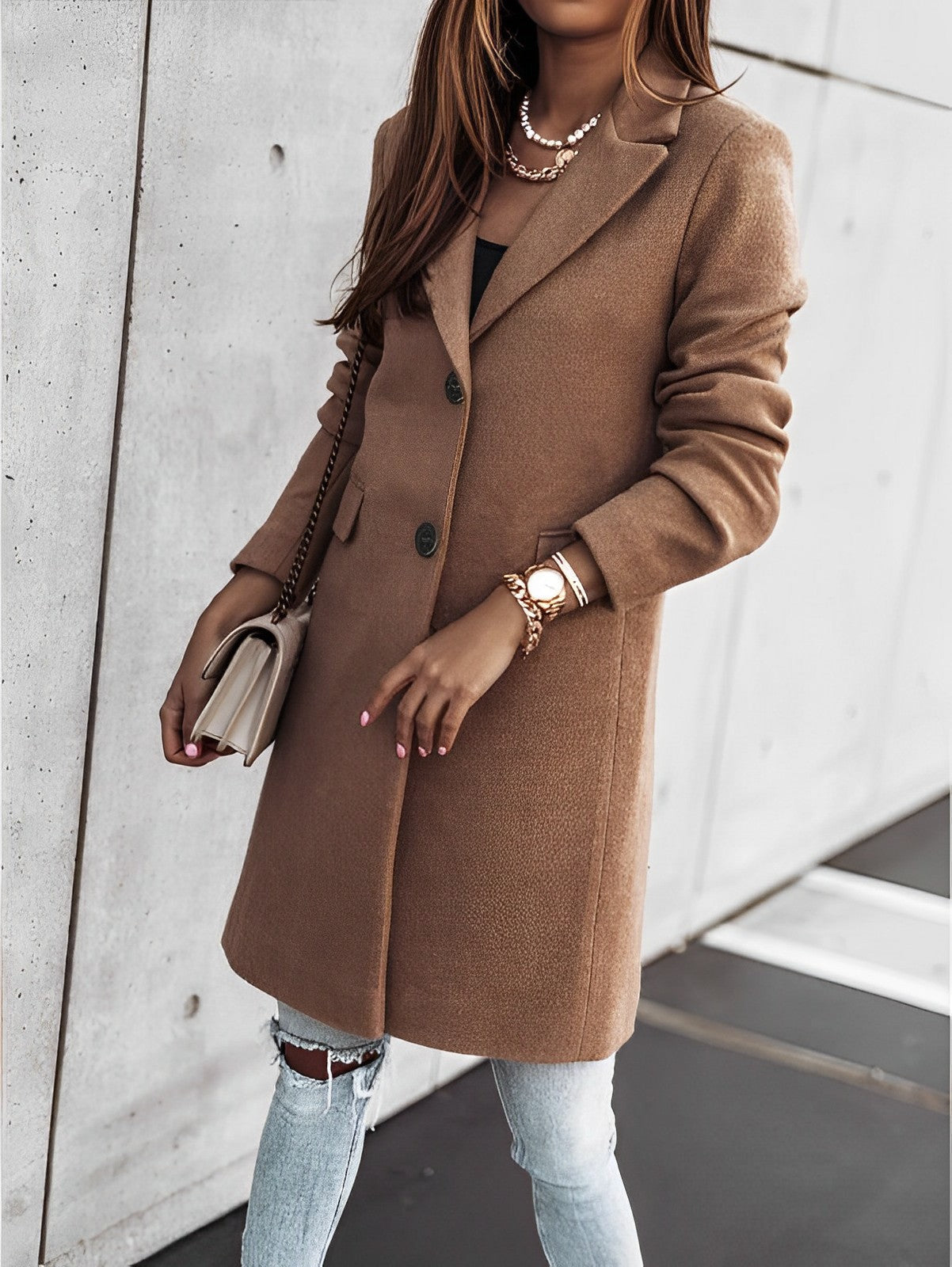Out-Shine | Classic Two-Button Coat with Long Sleeves