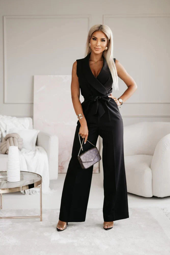 Out-Shine | Women's Elegant Jumpsuit Black And White