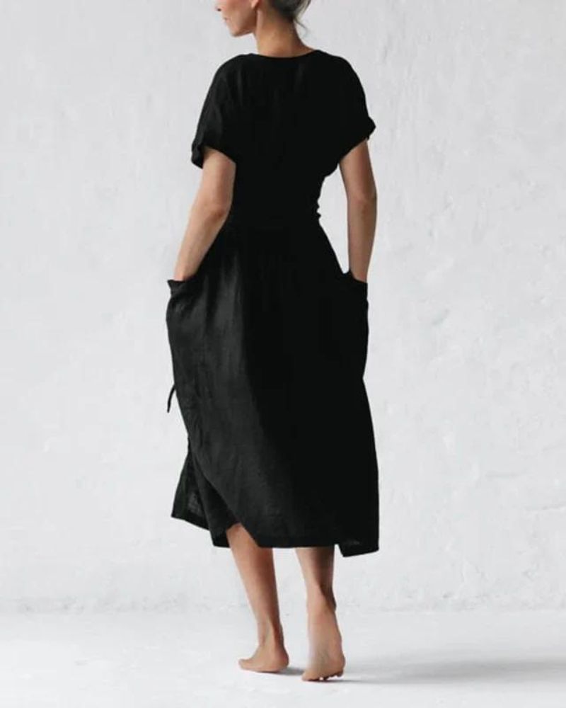 Deslumbra | Vestido cruzado de lino y algodón