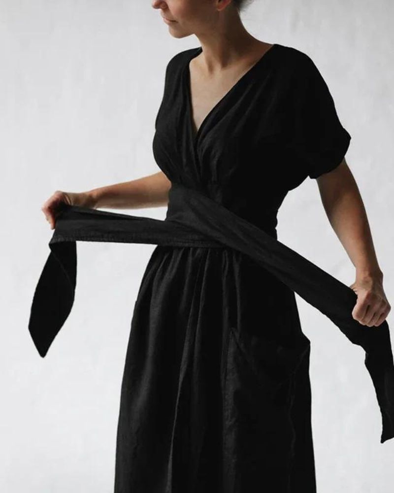 Deslumbra | Vestido cruzado de lino y algodón