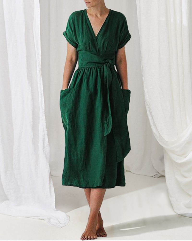 Deslumbra | Vestido cruzado de lino y algodón