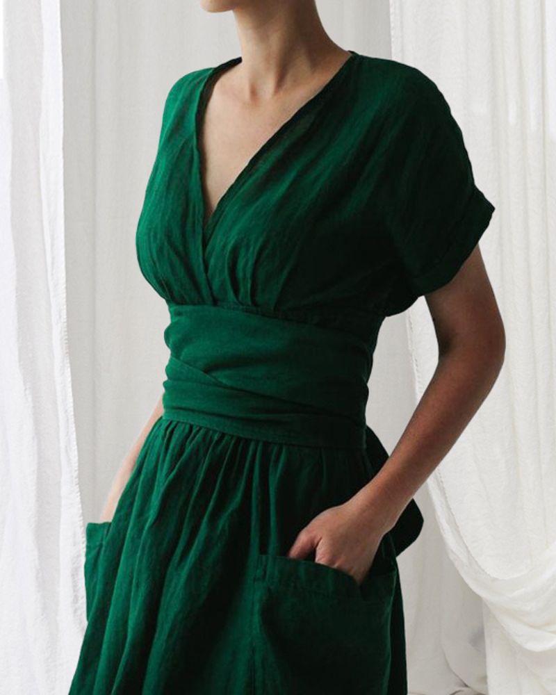 Deslumbra | Vestido cruzado de lino y algodón