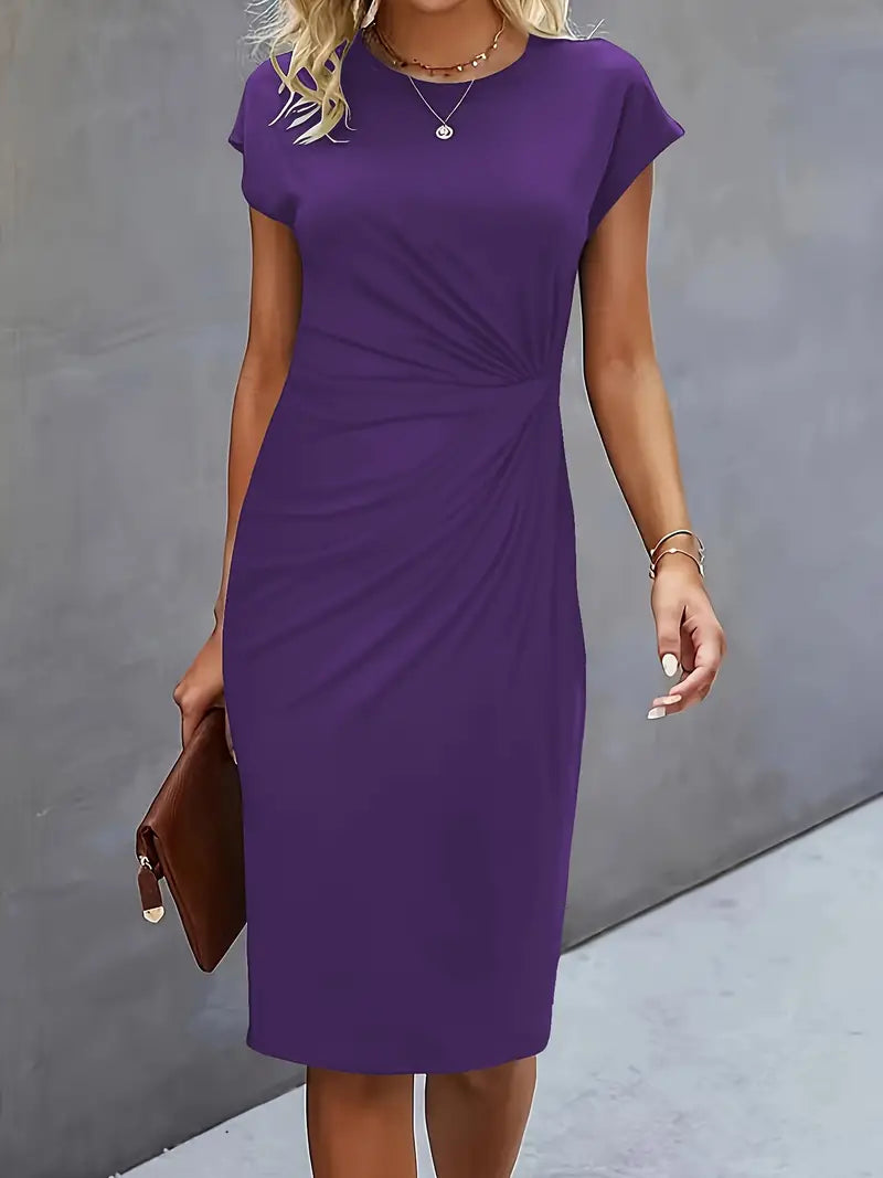Out-Shine | Solid - Colored Dress With A Round Neckline