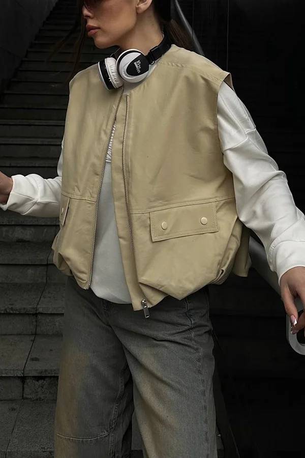 Deslumbra | Chaleco informal holgado sin mangas con bolsillos