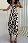 Out-Shine | Black - Beige Stripes, Long Dress
