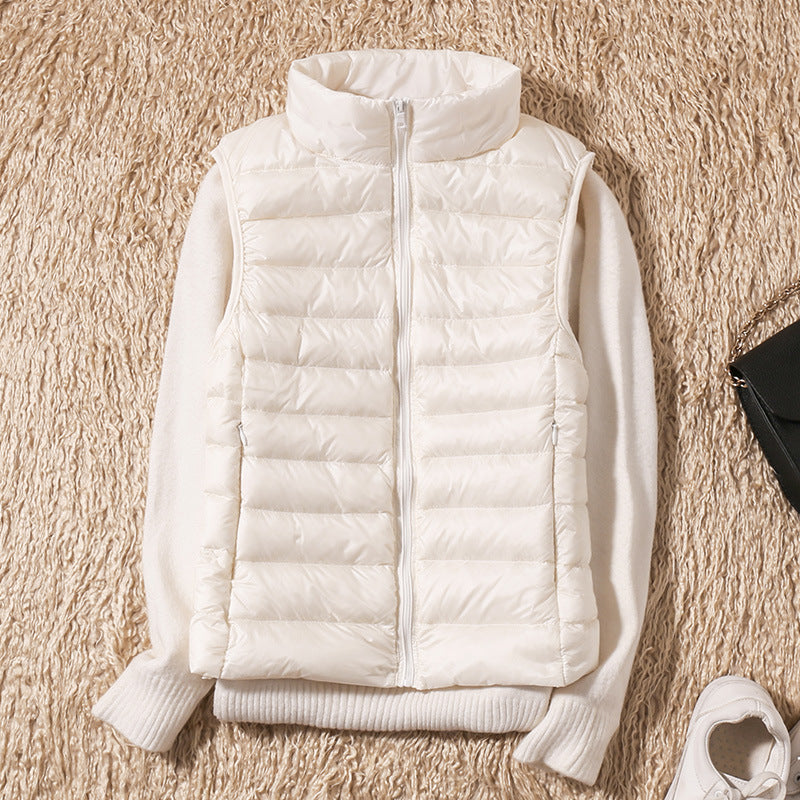 White puffer vest