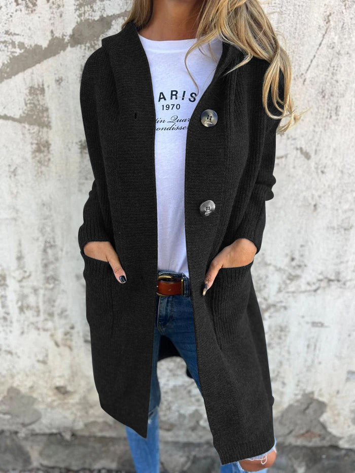 Out-Shine | Long Knit Cardigan With Hood