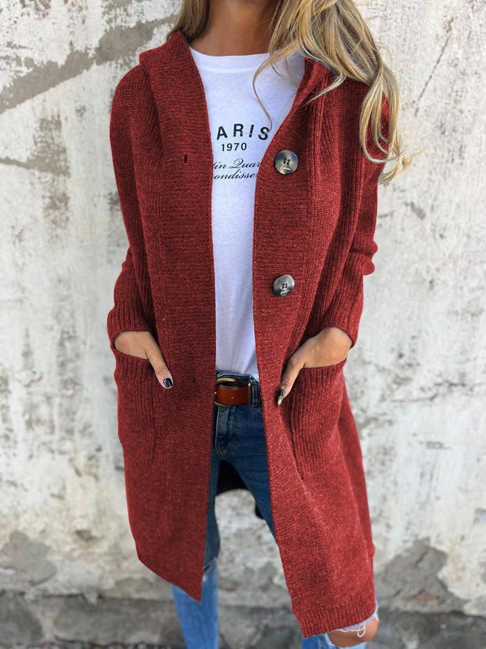 Out-Shine | Long Knit Cardigan With Hood