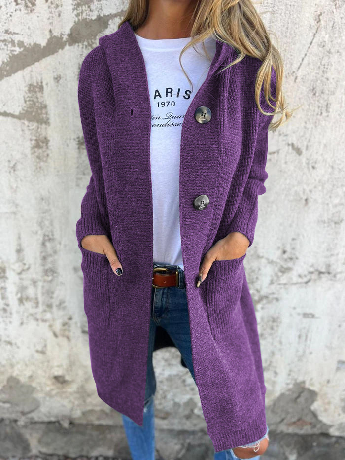 Out-Shine | Long Knit Cardigan With Hood