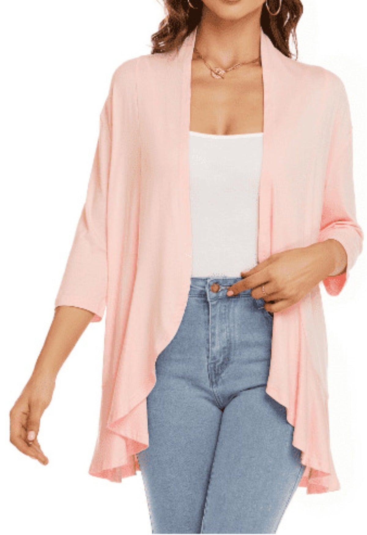 Out-Shine | Solid Color Cardigan with Wavy Hem