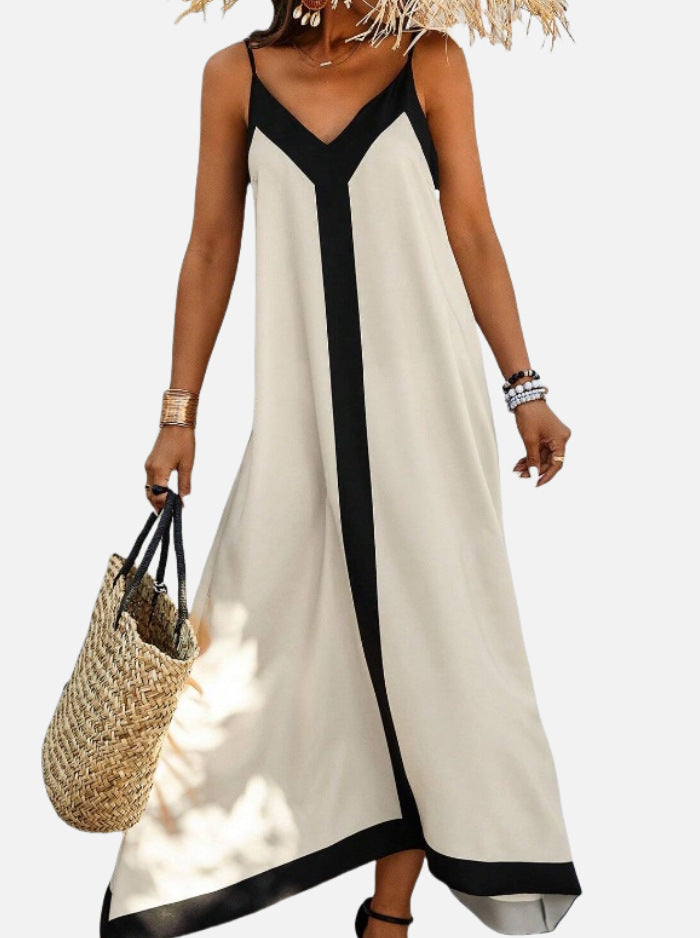 Deslumbra | Vestido minimalista informal a rayas y bloques de color