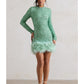 Out-Shine | Berry Sequin Feather Hem Mini Dress