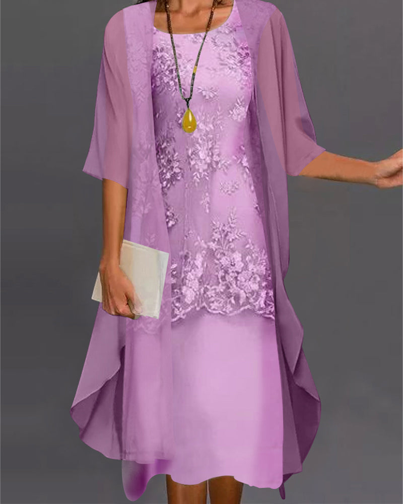 Out-Shine | Elegant Two-piece Chiffon Dress Set