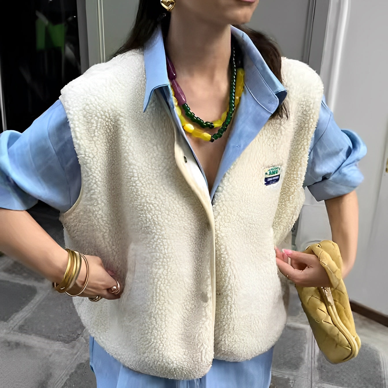 Out-Shine | Woven Open Knitted Cardigan For Women