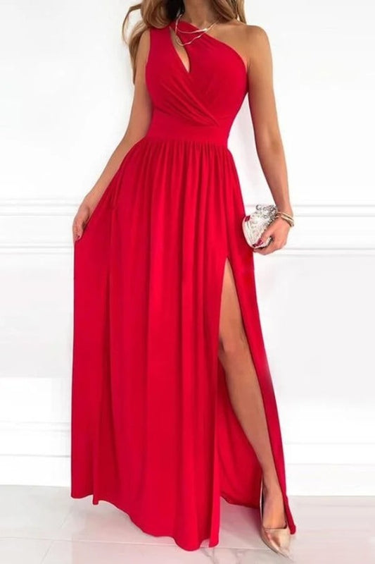 Out-Shine | Black Evening Dress With One Shoulder Wear Of Novella