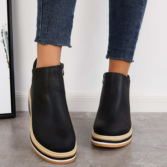 Out-Shine | Stylish ankle boots with zipper and platform