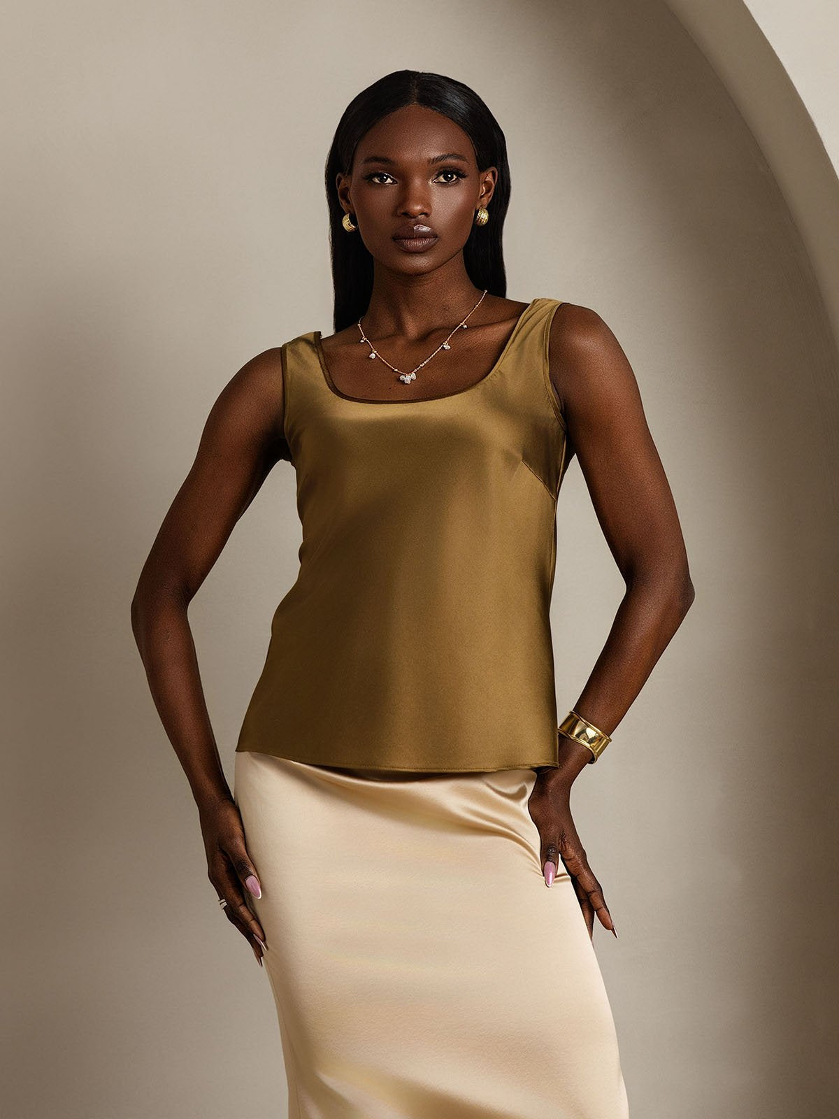 Out-Shine | Silk Scoop-Neck Tank Top
