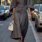 Out-Shine | Black dress with sleeves and belt