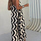 Out-Shine | Black - Beige Stripes, Long Dress