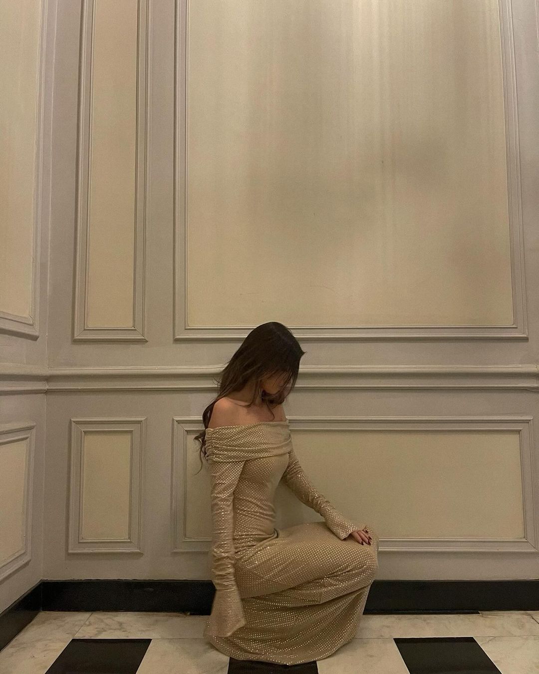 Out-Shine | Off-Shoulder Shimmer Maxi Dress